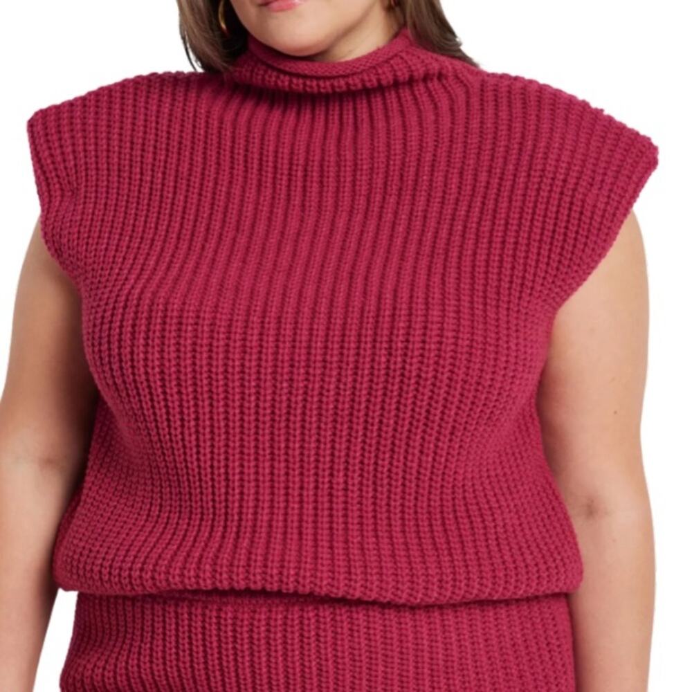 Eloquii Sleeveless Turtleneck Knit Top With Shoulder Pads Size 18/20